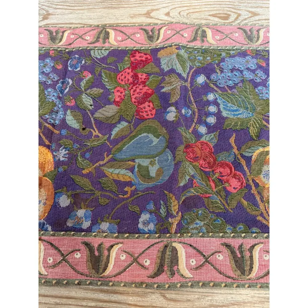 Vintage Tapisserie Tapestry Woven Art Summer Fruit Table Runner
